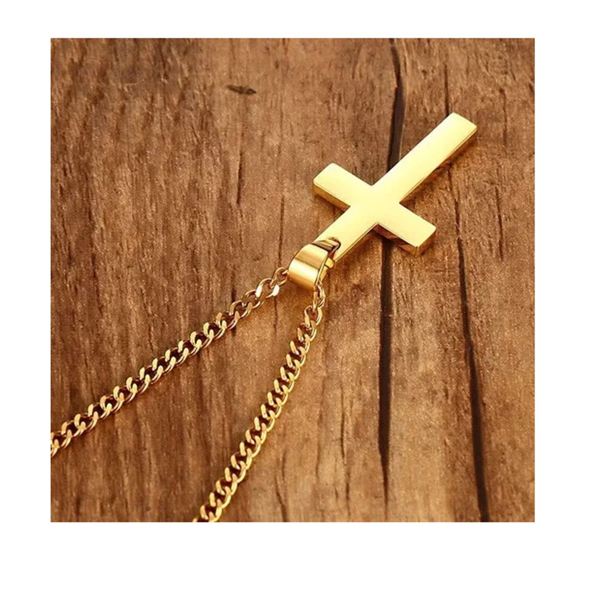 GENERICO - Collar Cruz Gold Space Hombre Mujer Moda Masculina