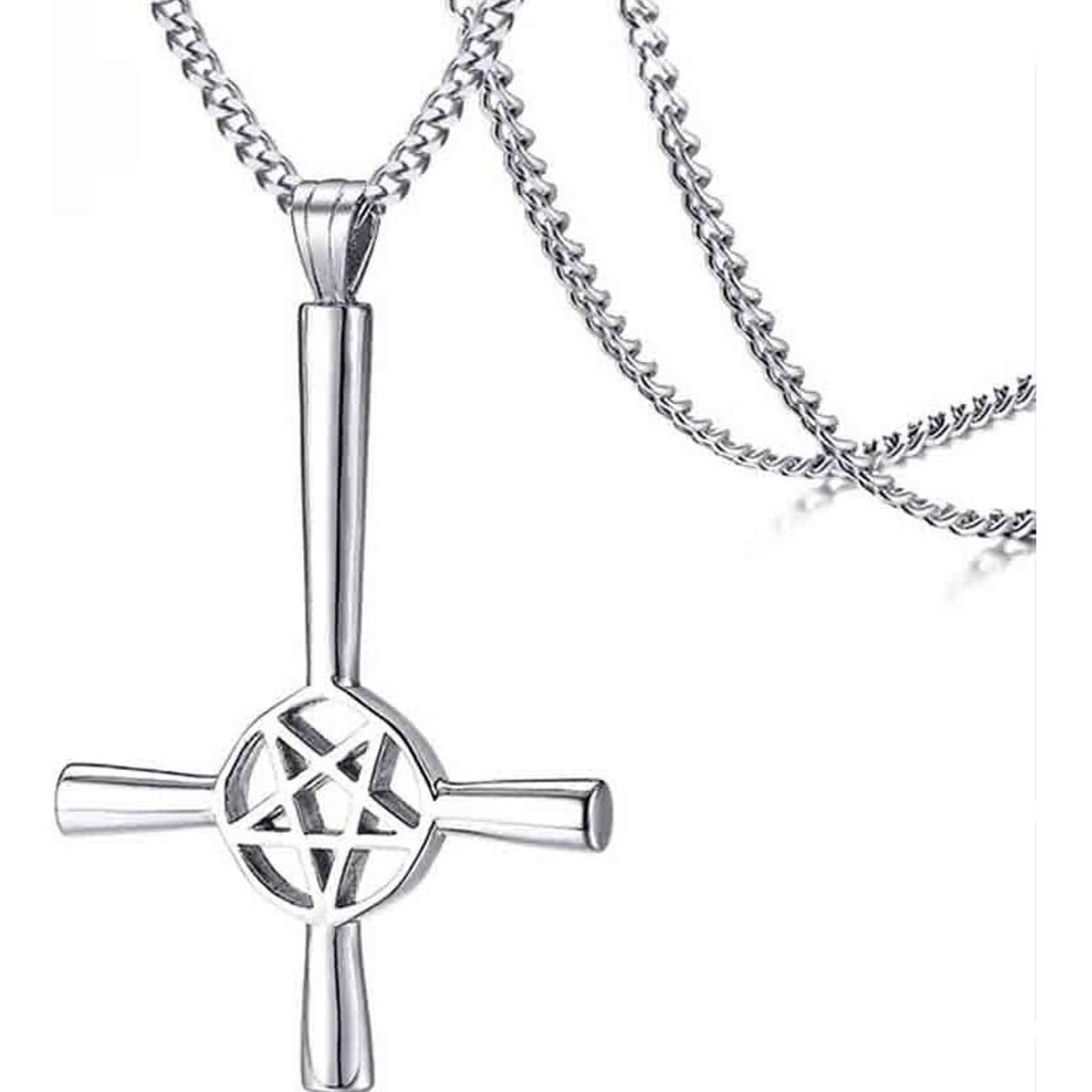 GENERICO - Collar De Cruz Invertida Estrella Hombre Mujer