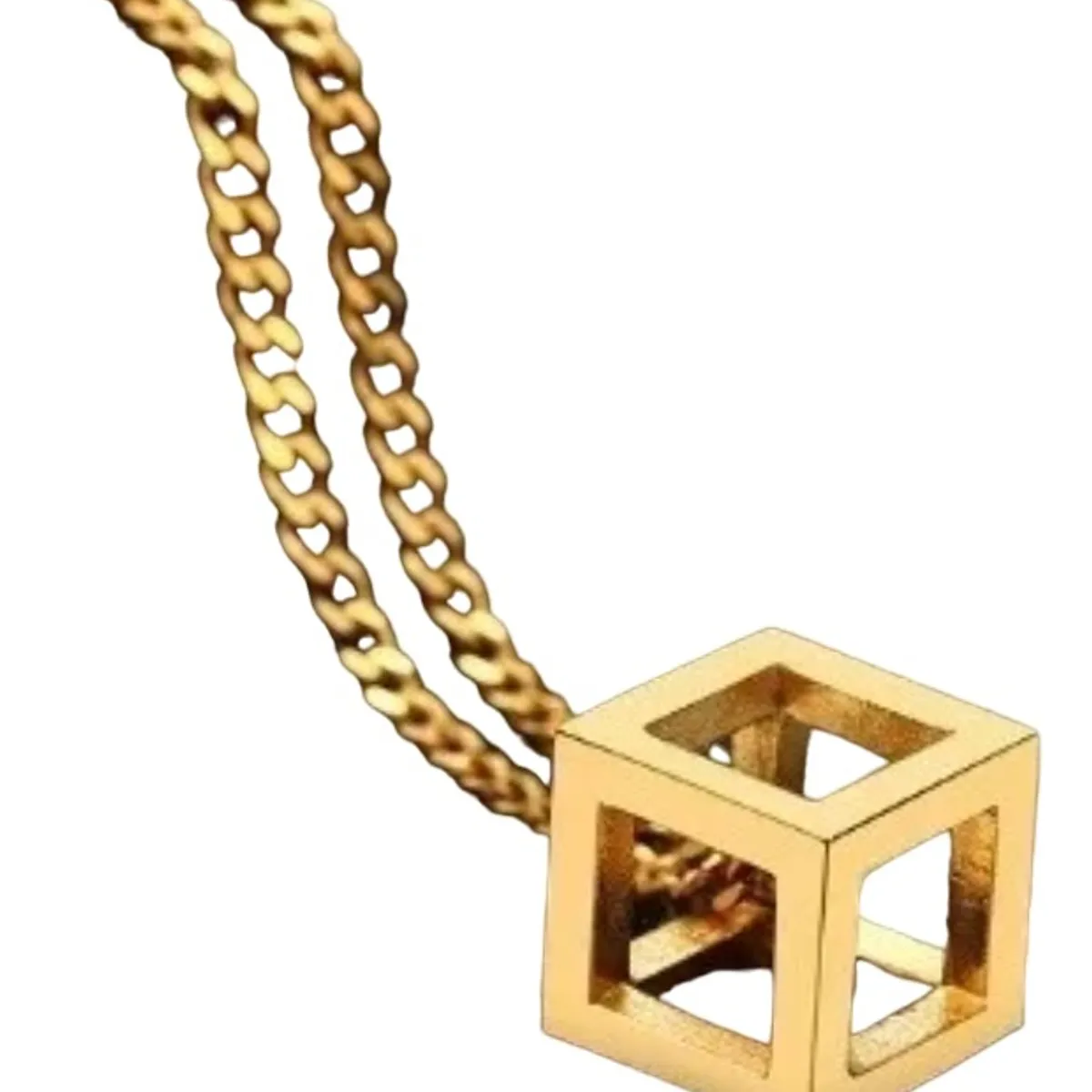 GENERICO - Collar De Cubo Titanio Gold Hombre Mujer Moda 2020