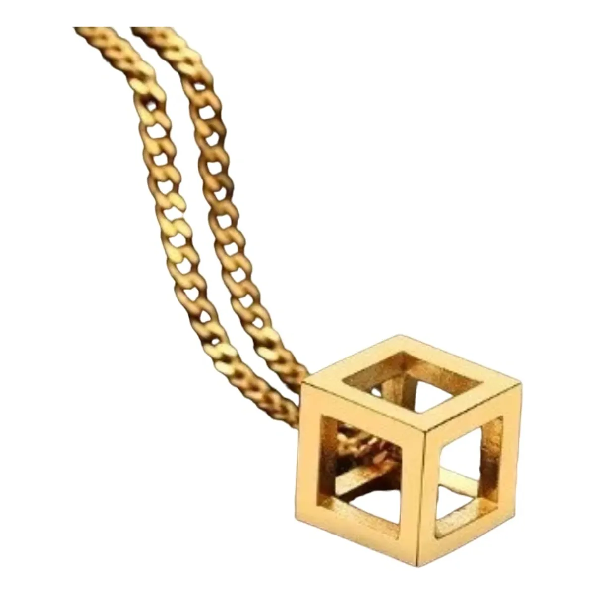 GENERICO - Collar De Cubo Titanio Gold Hombre Mujer Moda 2020