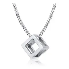 GENERICO - Collar De Cubo Titanio Silver Hombre Mujer Moda 2020