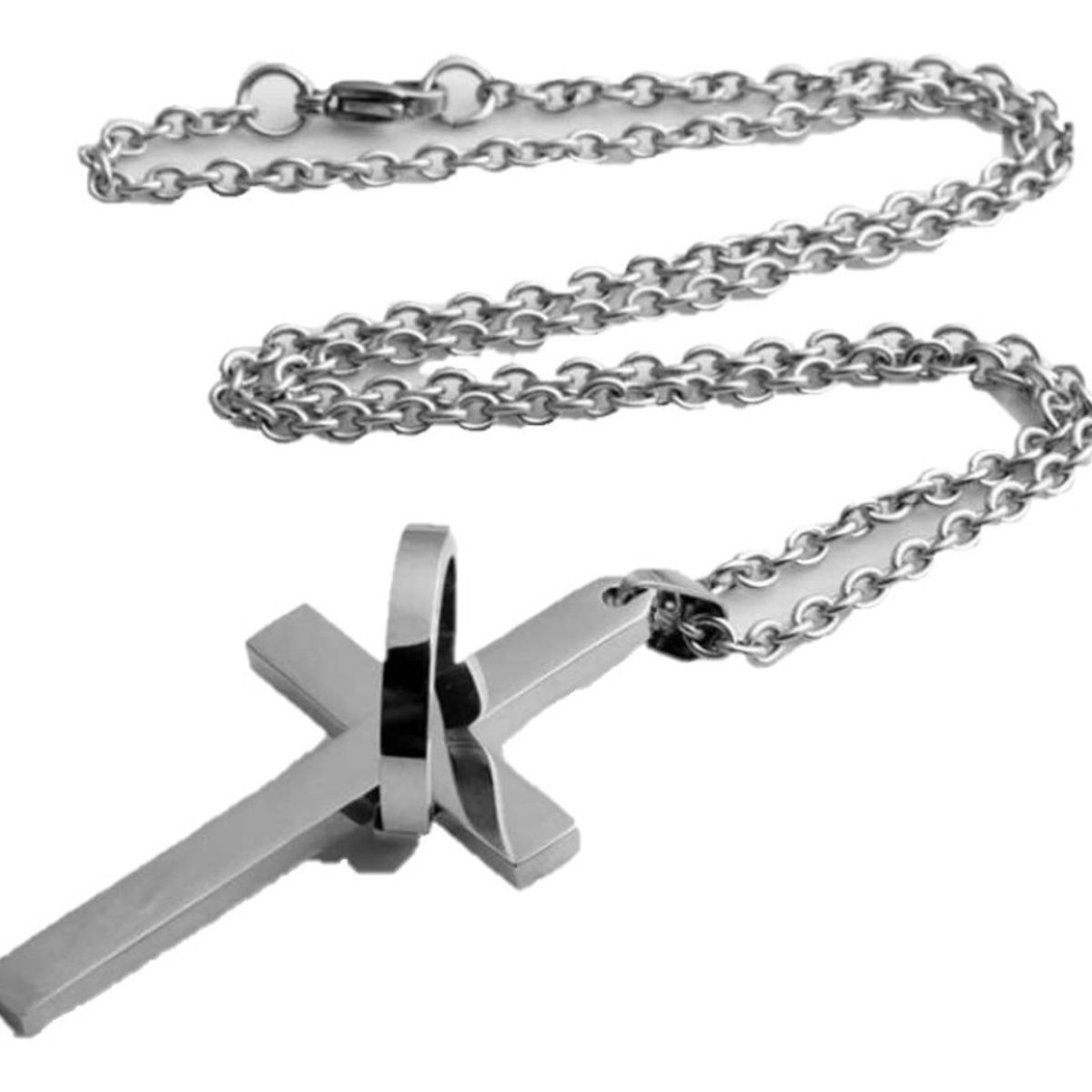 GENERICO - Collar Cruz Silver Space Hombre Mujer Moda Masculina 2020 X