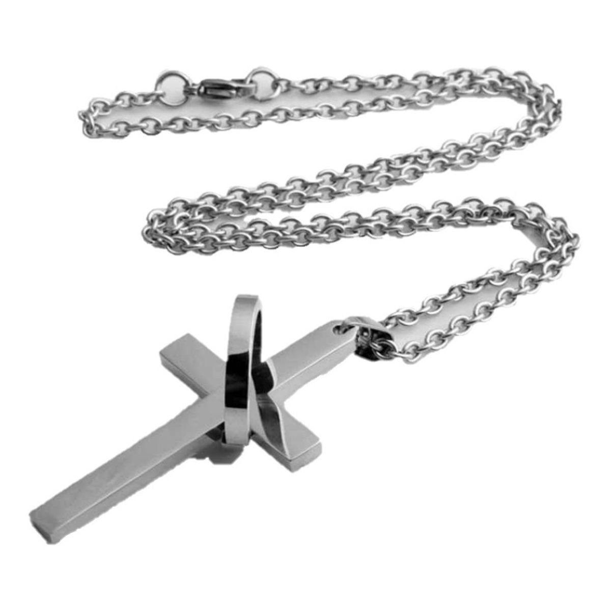 GENERICO - Collar Cruz Silver Space Hombre Mujer Moda Masculina 2020 X