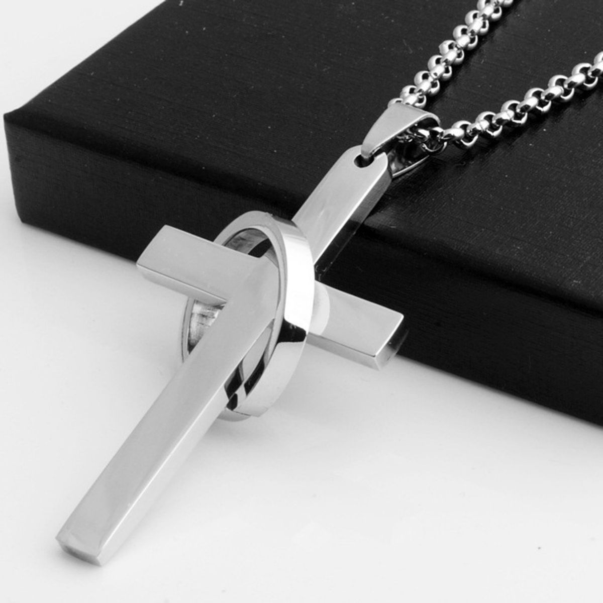 GENERICO - Collar Cruz Silver Space Hombre Mujer Moda Masculina 2020 X