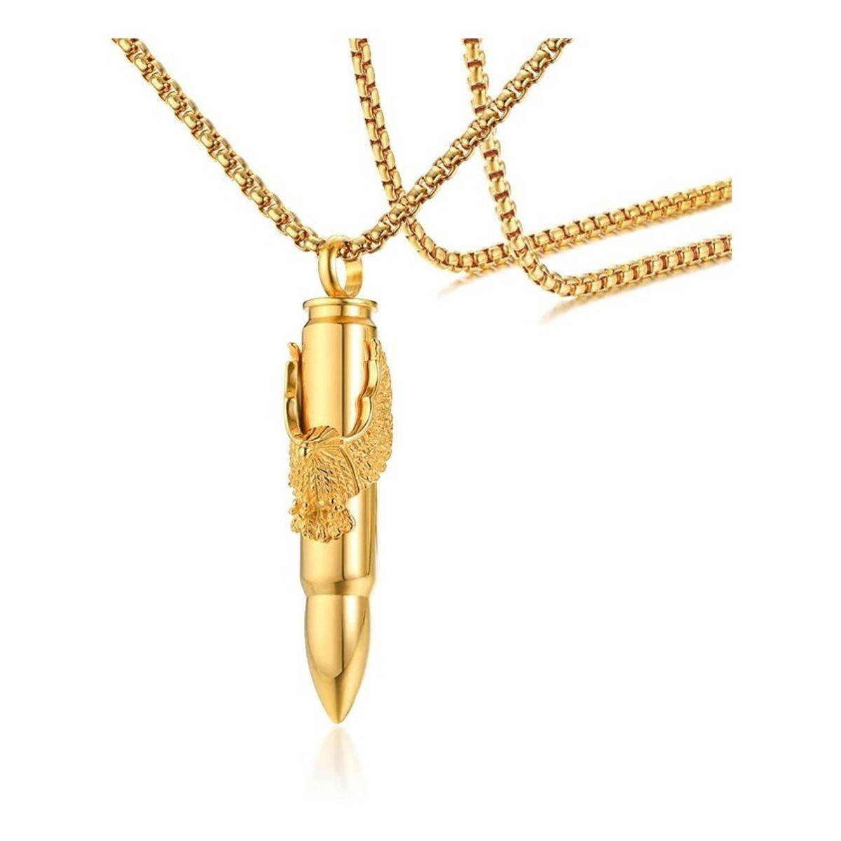 GENERICO - Collar Bala Y Aguila Gold Titanio Hombre Moda Masculina 2021