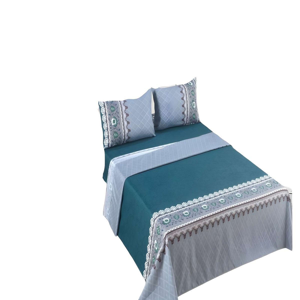 GENERICO - SET DE SABANAS SUAVES 2 PLAZAS TURQUESA