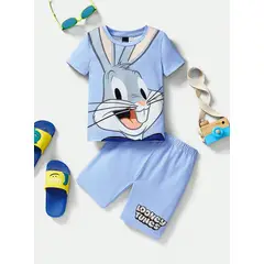 KIRAMA CLOTHING STORE - Conjunto Infantil Polera y Short de Dibujos Animados Azul