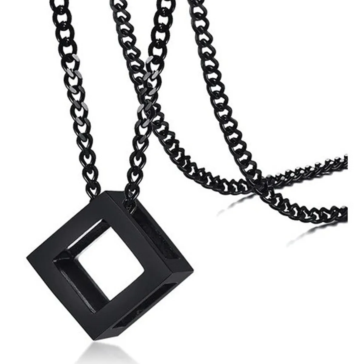GENERICO - Collar De Cubo Titanio Black Hombre Mujer Moda 2020
