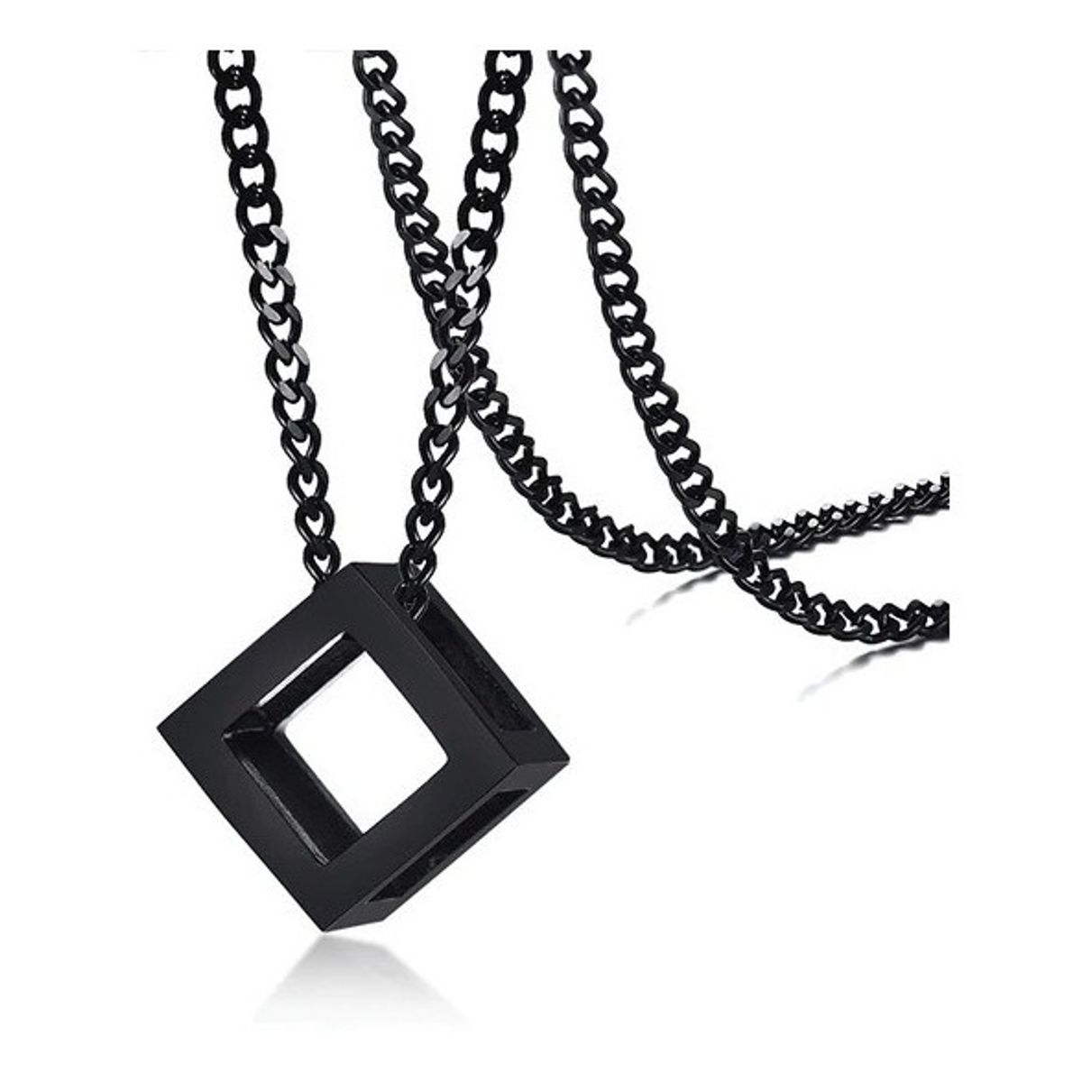 GENERICO - Collar De Cubo Titanio Black Hombre Mujer Moda 2020
