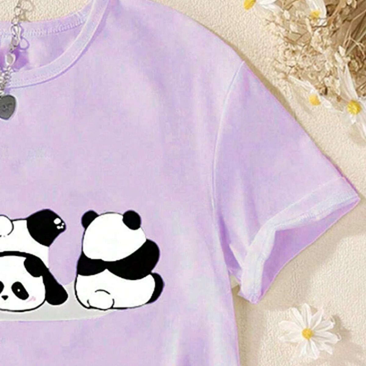 KIRAMA CLOTHING STORE - Polera Infantil Manga Corta Panda Cute  Morado