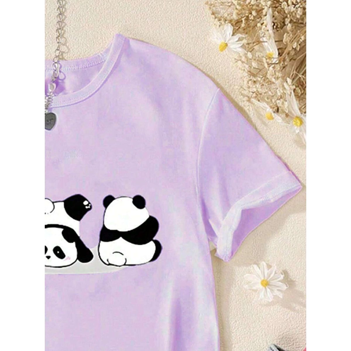 KIRAMA CLOTHING STORE - Polera Infantil Manga Corta Panda Cute  Morado
