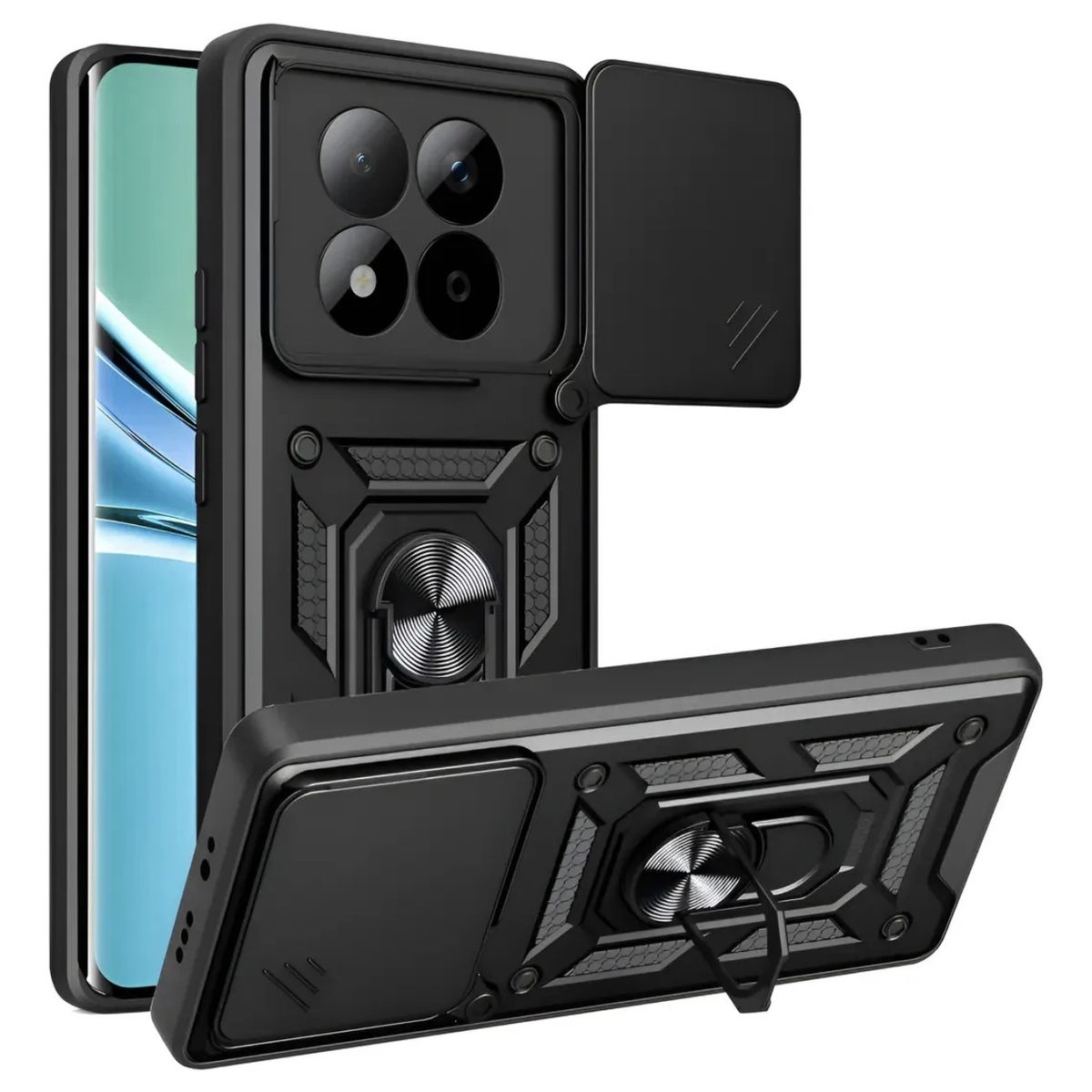 GENERICO - Carcasa Armor Anillo Para Xiaomi Note 15 Pro Plus 5G - Negro