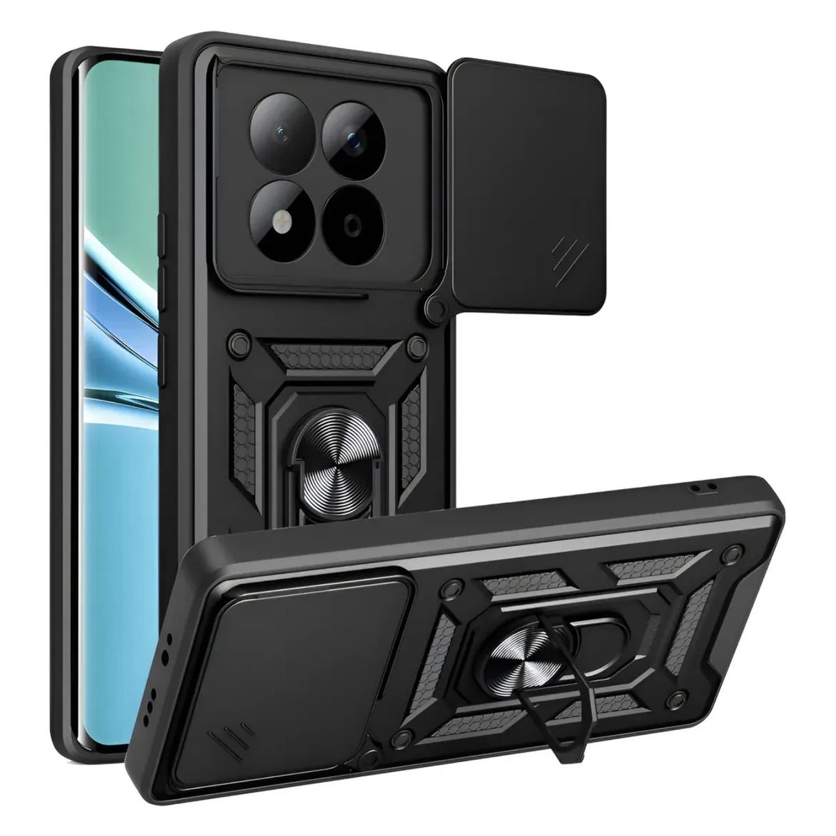 GENERICO - Carcasa Armor Anillo Para Xiaomi Note 15 Pro Plus 5G - Negro