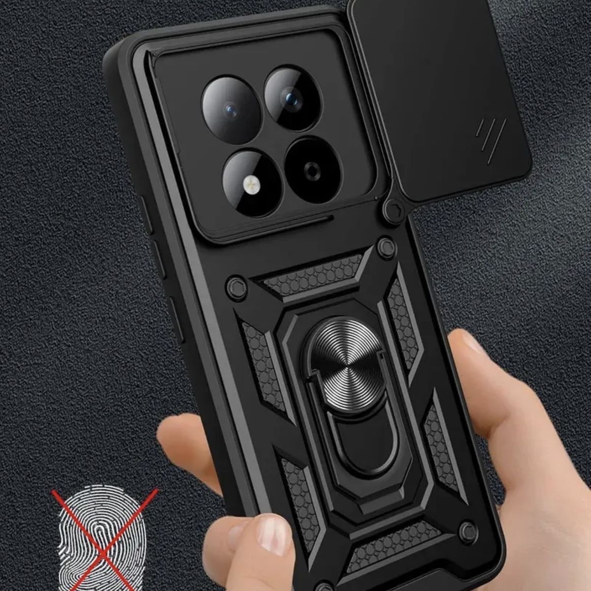 GENERICO - Carcasa Armor Anillo Para Xiaomi Note 15 Pro Plus 5G - Negro