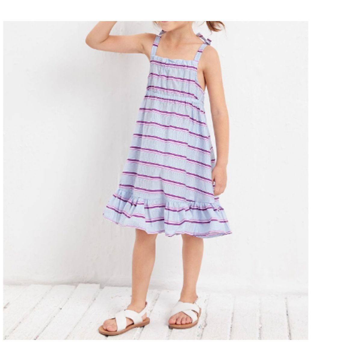 KIRAMA CLOTHING STORE - Vestido Infantil a Rayas con Tirantes y Volantes  Multicolor