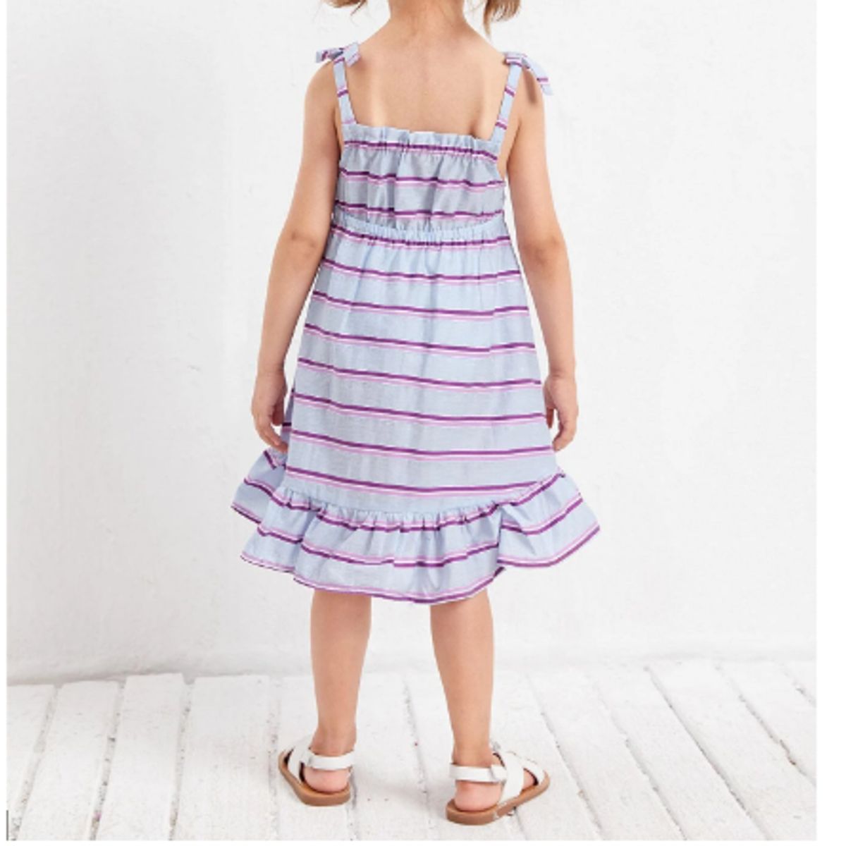 KIRAMA CLOTHING STORE - Vestido Infantil a Rayas con Tirantes y Volantes  Multicolor