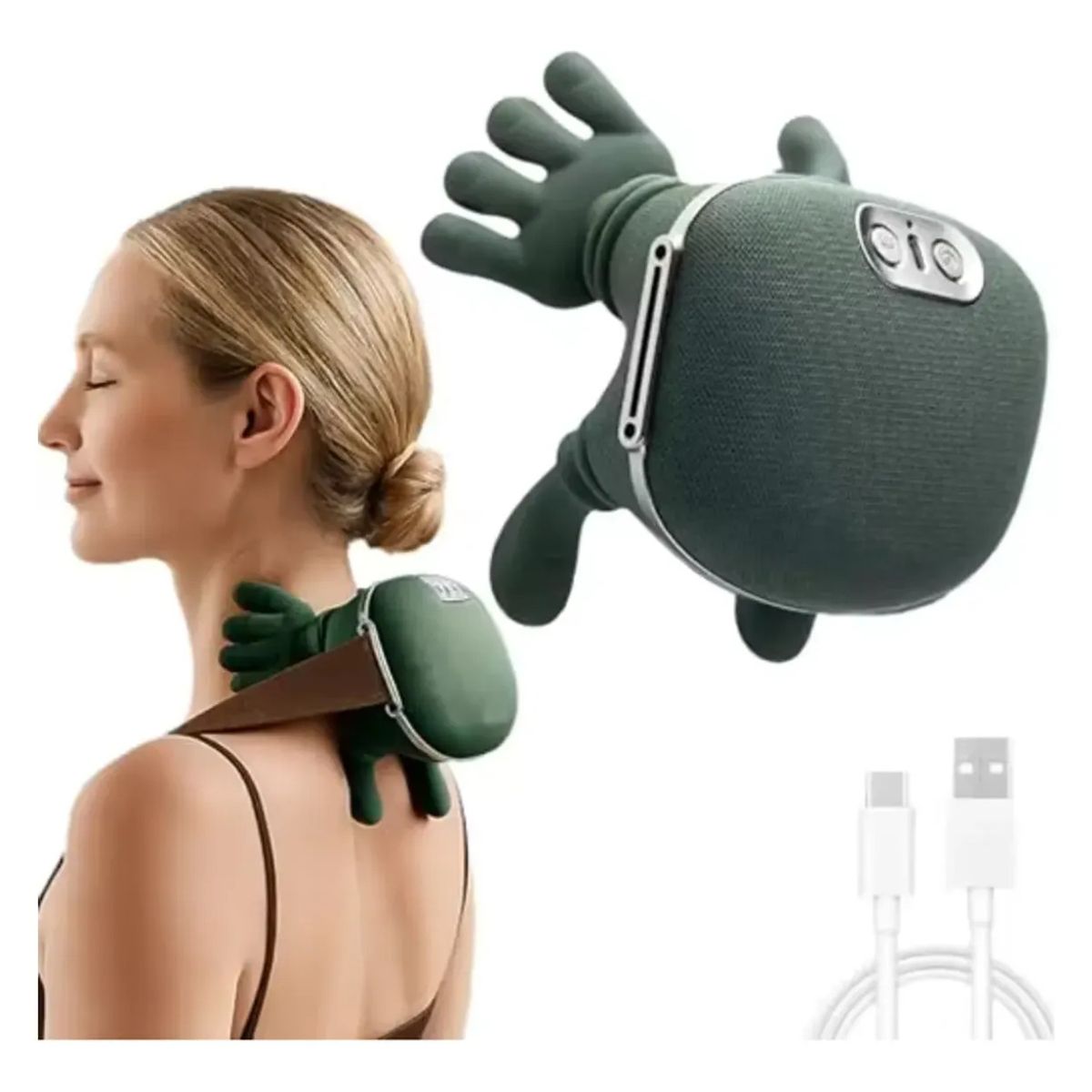 IRM - Masajeador de cuello y espalda cervical con funcion calor 3 modos masaje manual portatil FIGOIMPORT
