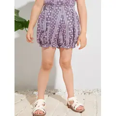 KIRAMA CLOTHING STORE - Short Infantil Bohemio Floral con Cintura Elástica Púrpura Malva