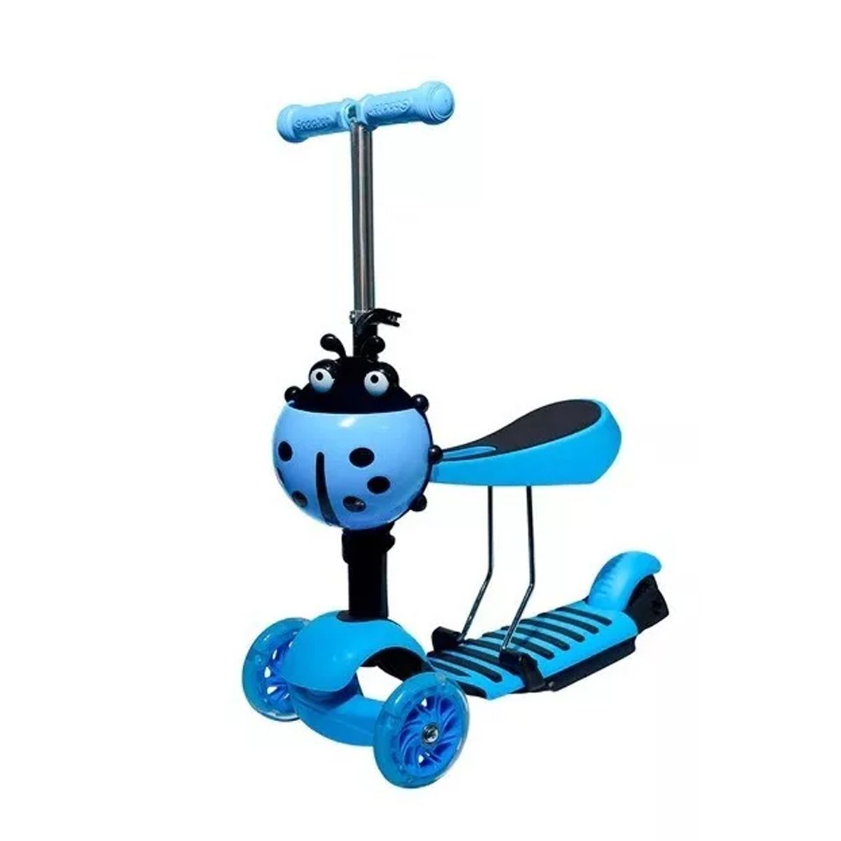 NO LOGO - Scooter Monopatin 3 En 1 Triple Led Asiento azul