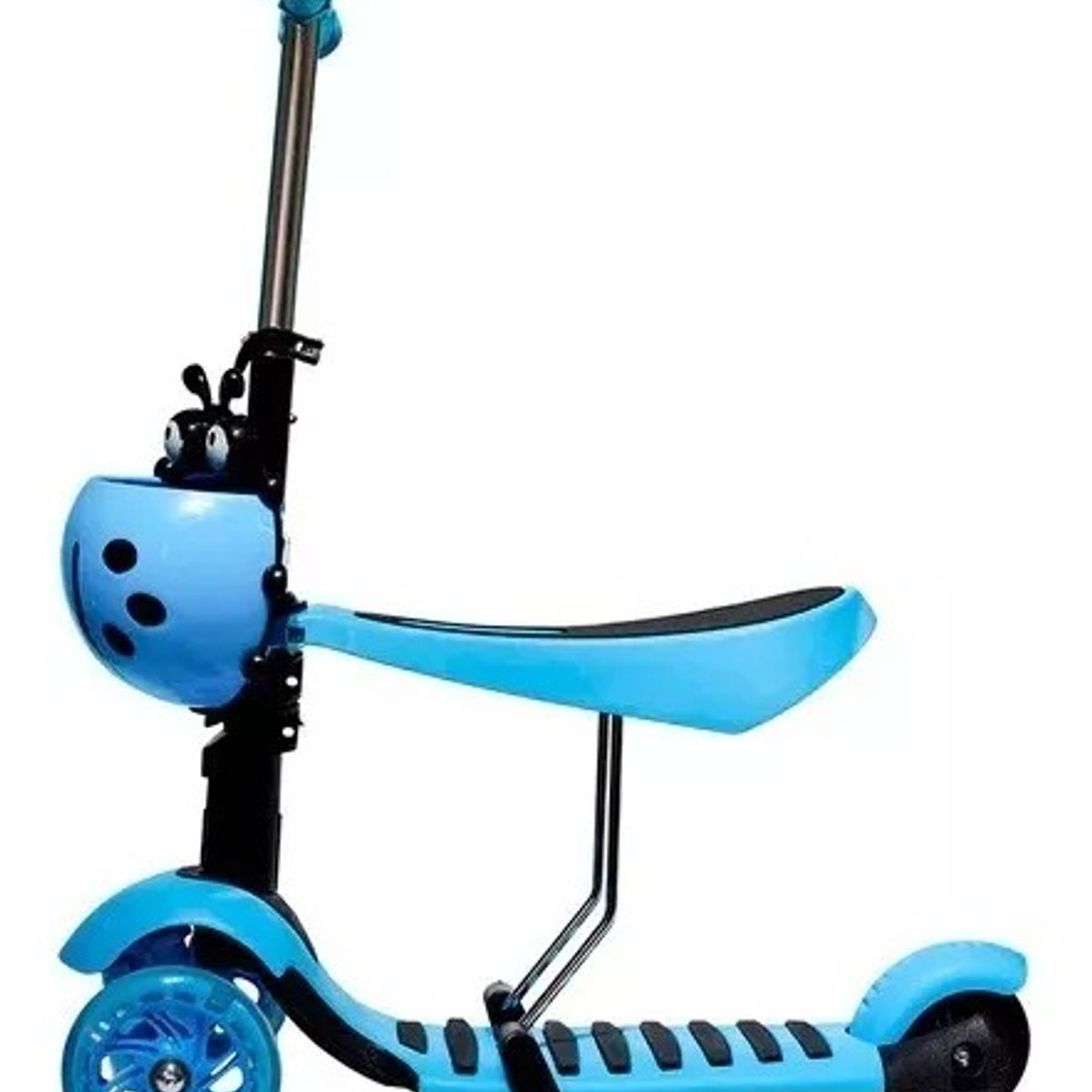 NO LOGO - Scooter Monopatin 3 En 1 Triple Led Asiento azul