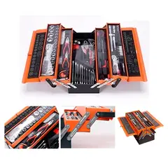 GENERICO - Caja Metálica Plegable Portátil Set 85 Pcs Herramientas Auto Color Naranja