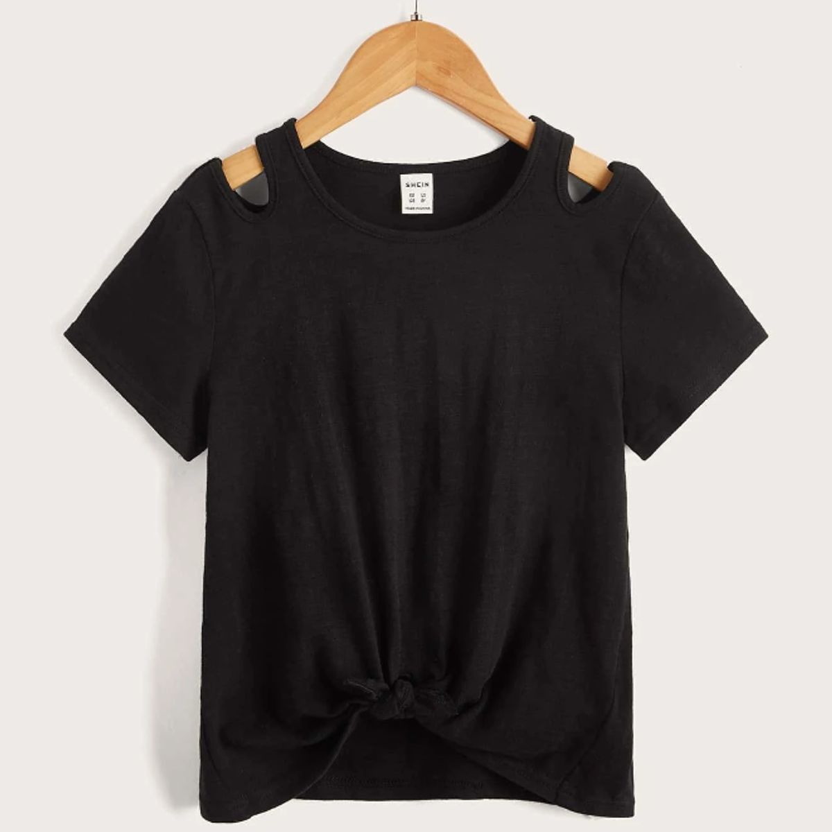 KIRAMA CLOTHING STORE - Polera Infantil Manga Corta con Aberturas en Hombros  Negro