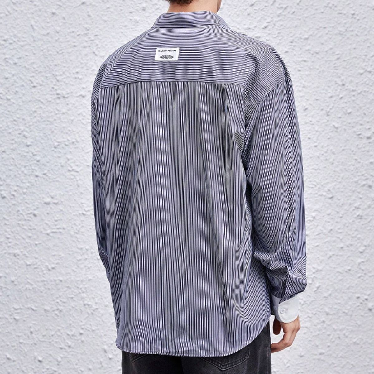 KIRAMA CLOTHING STORE - Camisa Hombre a Rayas Manga Larga  Gris