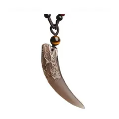 GENERICO - Collar De Lobo Piedra Obsidina Hombre Mujer 2019