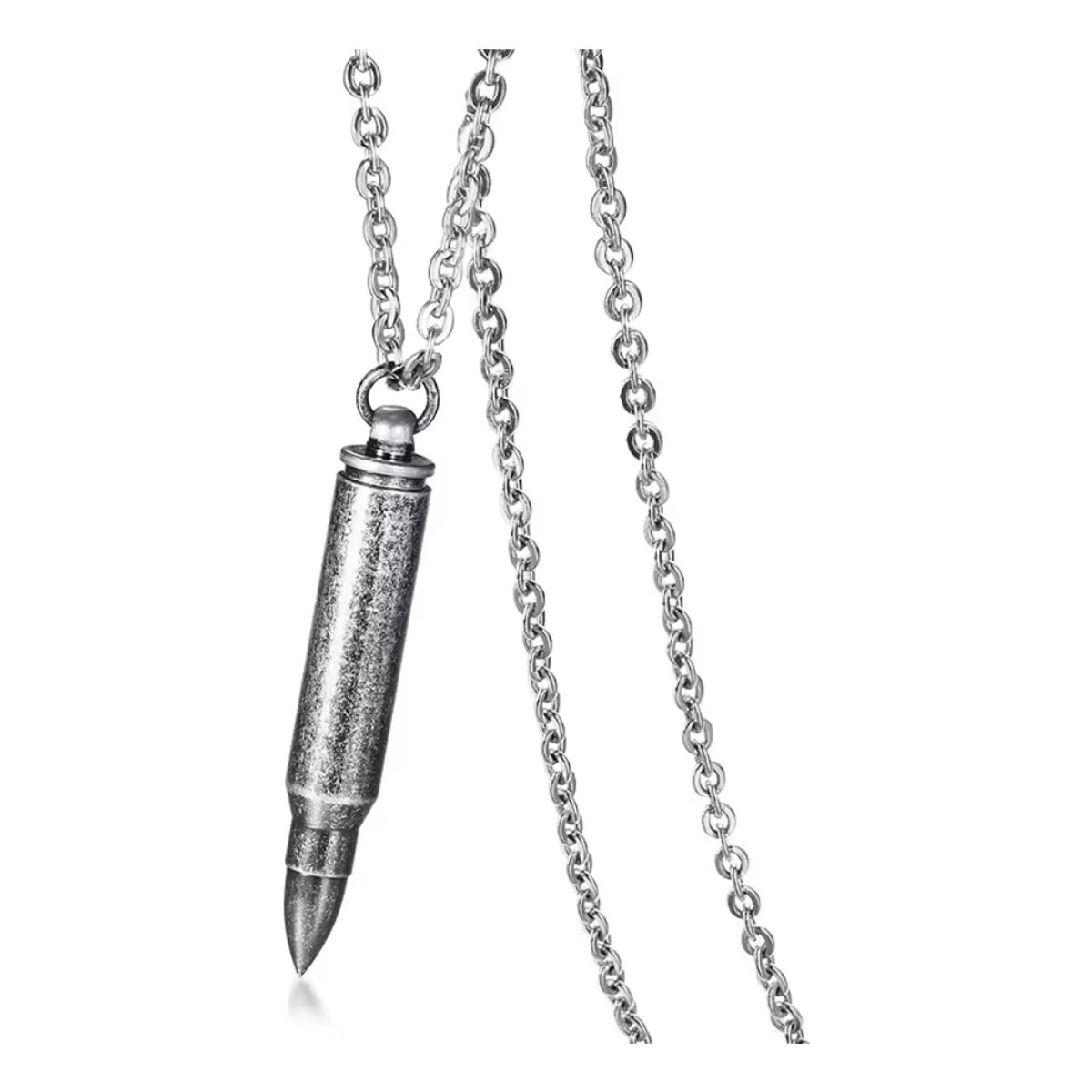 GENERICO - Collar De Bala Silver Titanio Hombre Mujer Moda