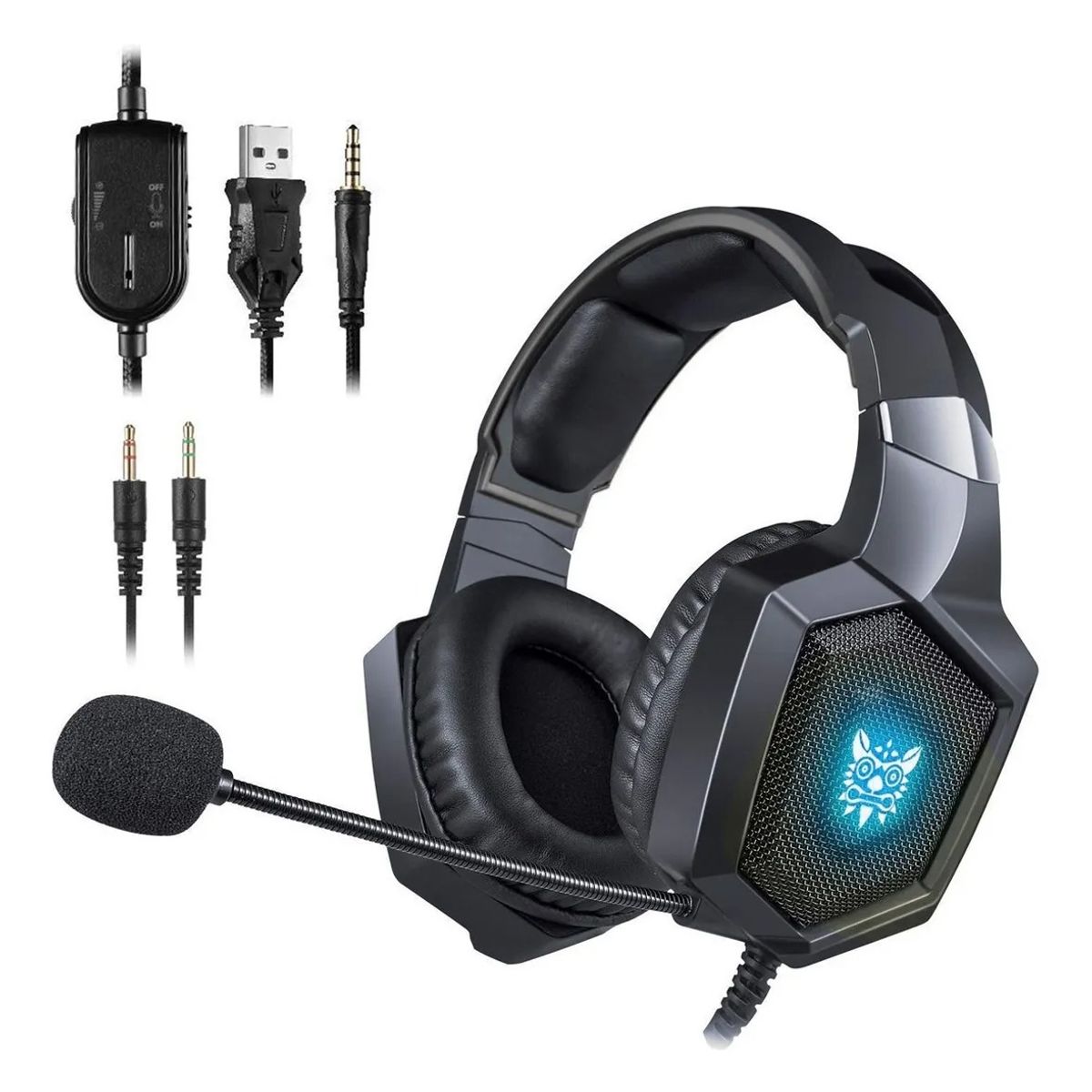 BLUEDREAMER - Audífonos Alámbrico con Micrófono Cancelación de Ruido RGB