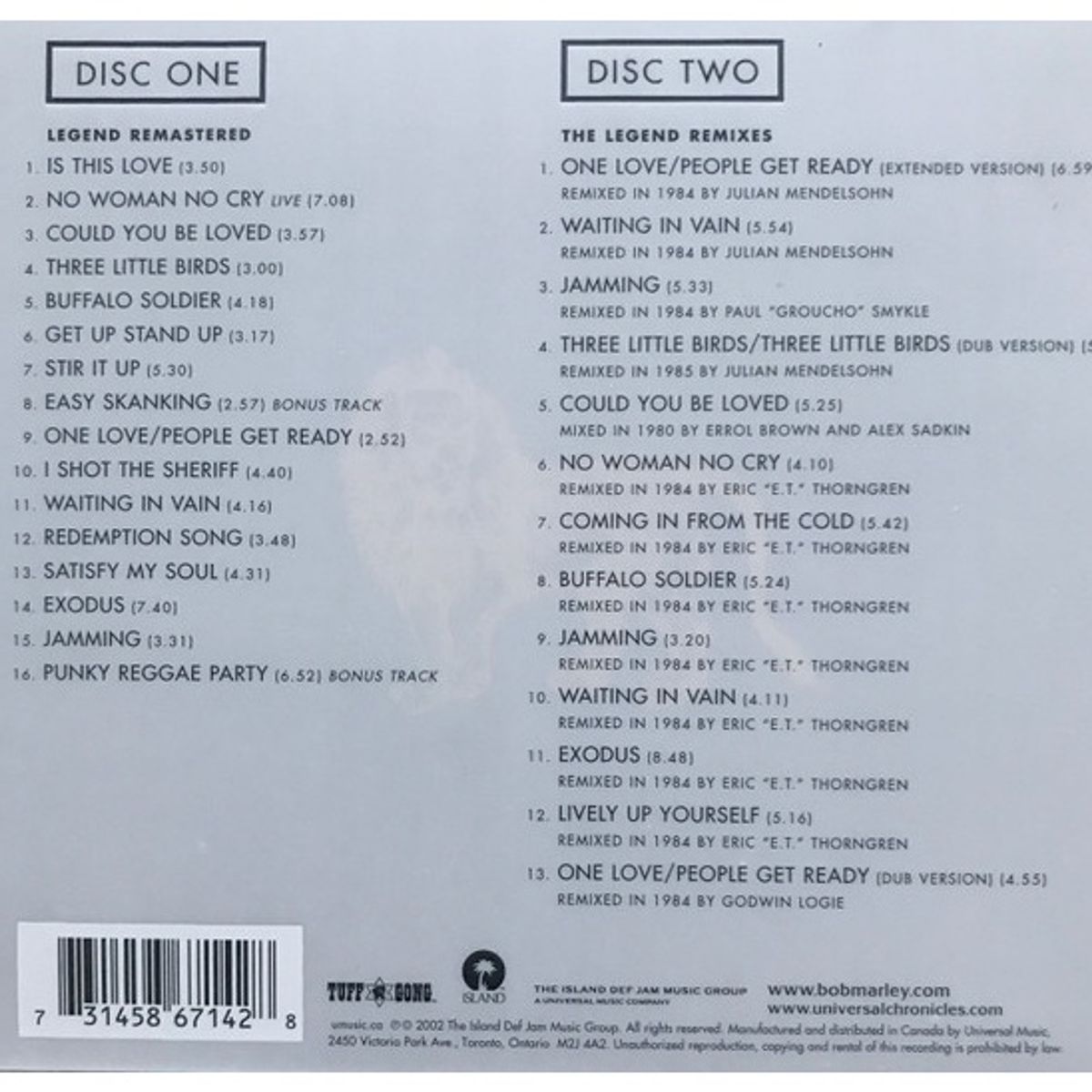 GENERICO - BOB MARLEY & THE WAILERS - LEGEND (DELUXE EDITION) (2CD) / CD