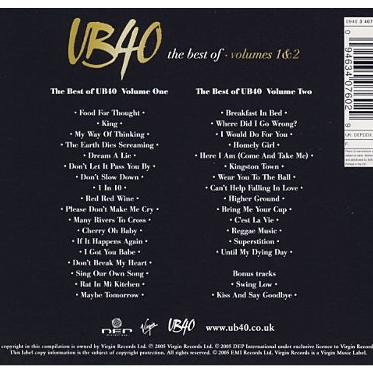 GENERICO - UB40 - THE BEST OF UB40 VOLUMES 1 & 2 (2CD) / CD