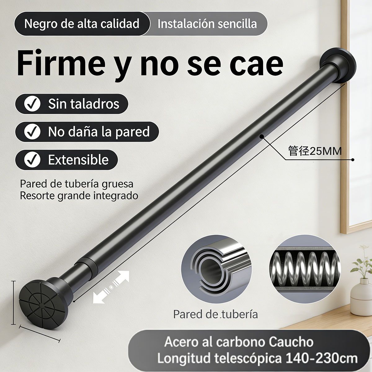 GENERICO - Barra Telescópica Para Cortina De Ducha De 150-280 Cm