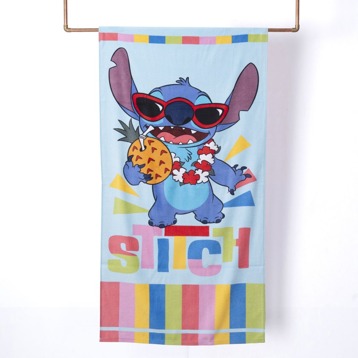 MASHINI - TOALLA DE PLAYA ALGODON CON BOLSO STITCH MULTICOLOR