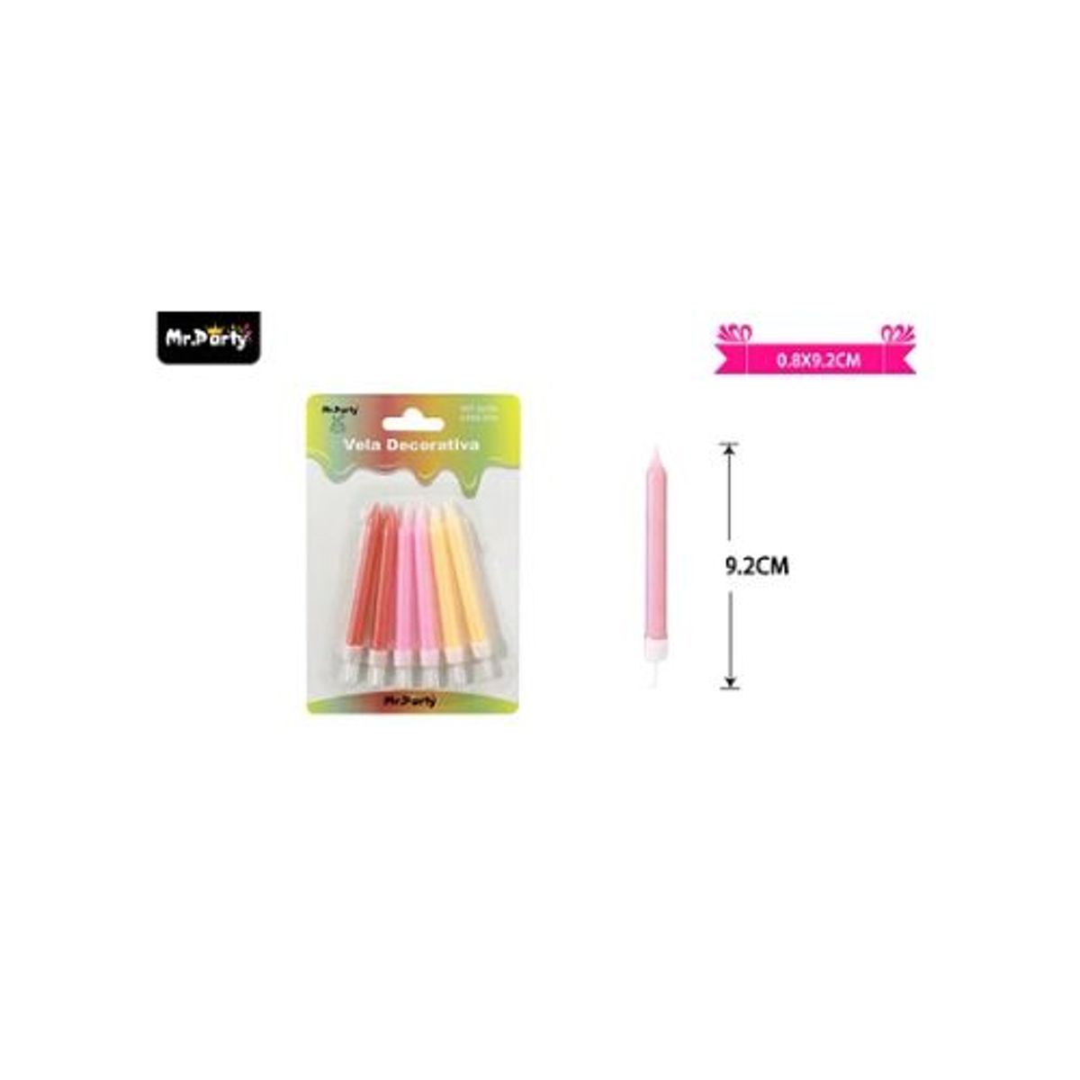 GENERICO - Velas multicolor 92cm 6pcs