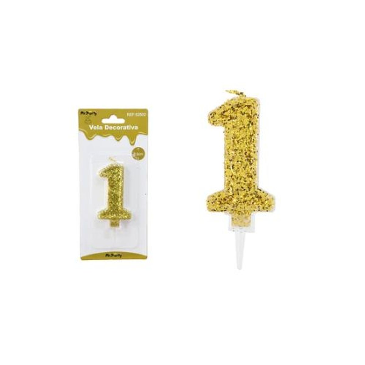 GENERICO - Vela de número 1 dorado con brillo 5.5cm