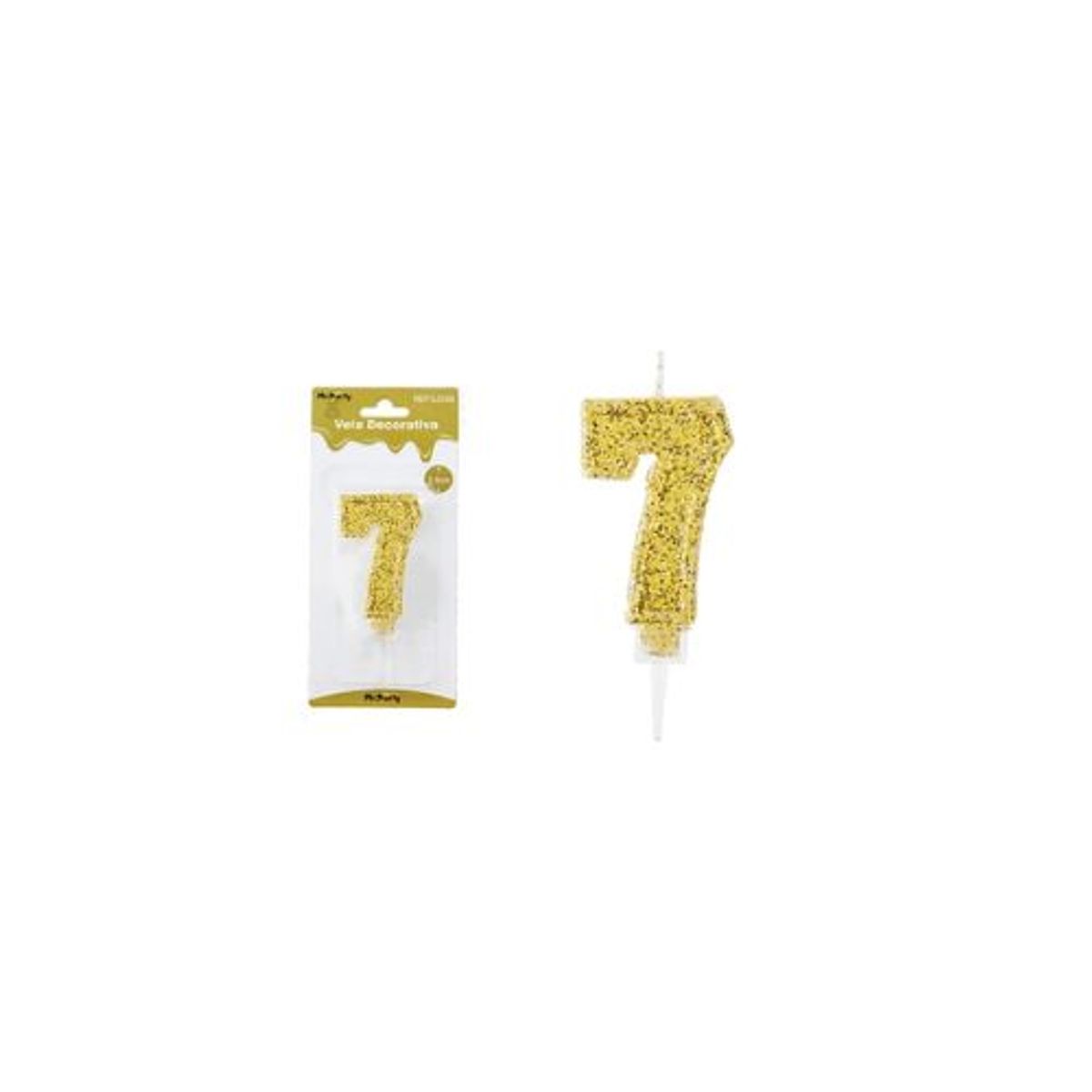 GENERICO - Vela de número 7 dorado con brillo 5.5cm