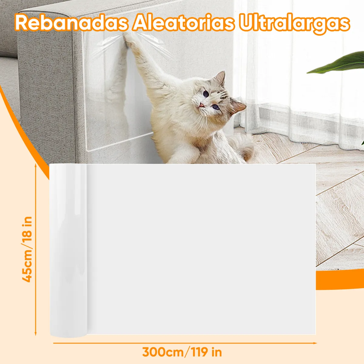 AIZO - AIZO Cinta PVC Anti-Scratch para Muebles, Rollo 45x300cm, Fácil de Cortar y Quitar