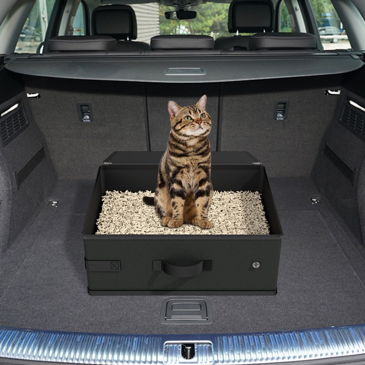 AIZO - Solución de Viaje para Gatos Arenero Antifugas Plegable con Pala Incluida