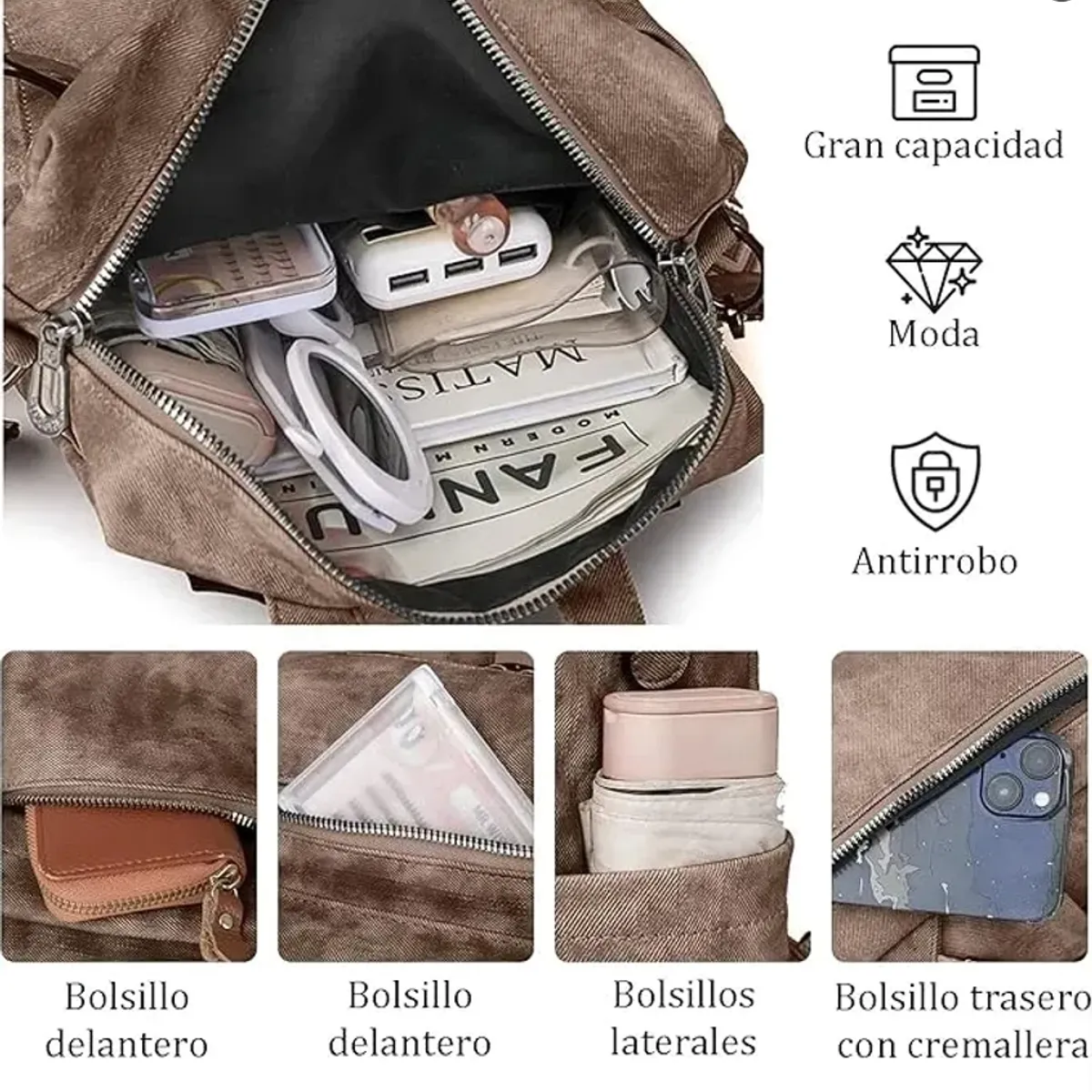 TNAKIEX - Mochila Cartera De Cuero Elegante A La Moda Para Mujer Chic