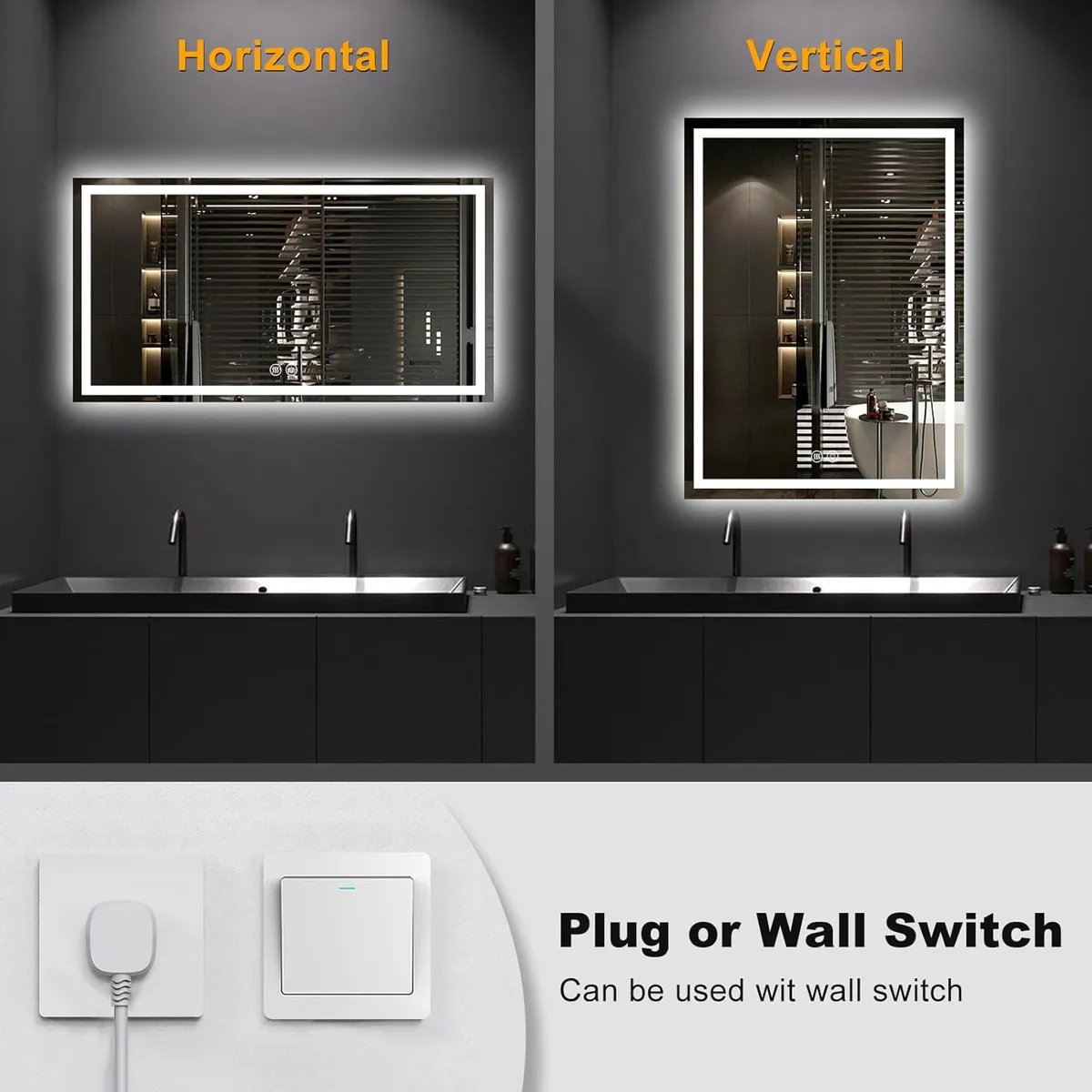 BLUEDREAMER - Espejo Con Luz Led Touch De Lujo Para Tocador O Baño 50x70cm
