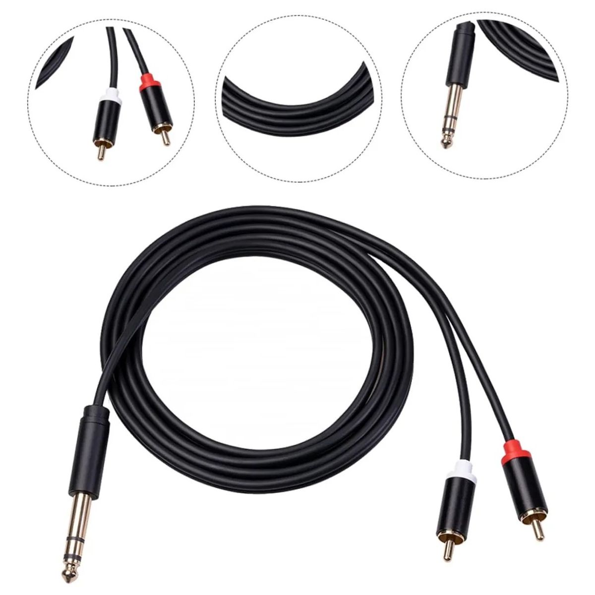 KUANGYE - Cable Audio En Y Plug Trs A 2 Rca Estéreo 150cm