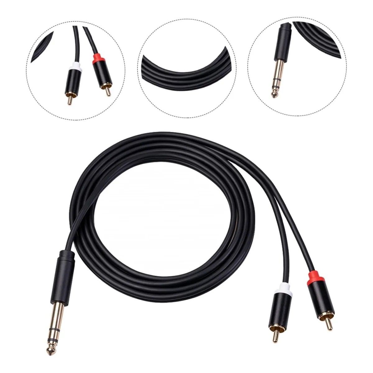 KUANGYE - Cable Audio En Y Plug Trs A 2 Rca Estéreo 150cm