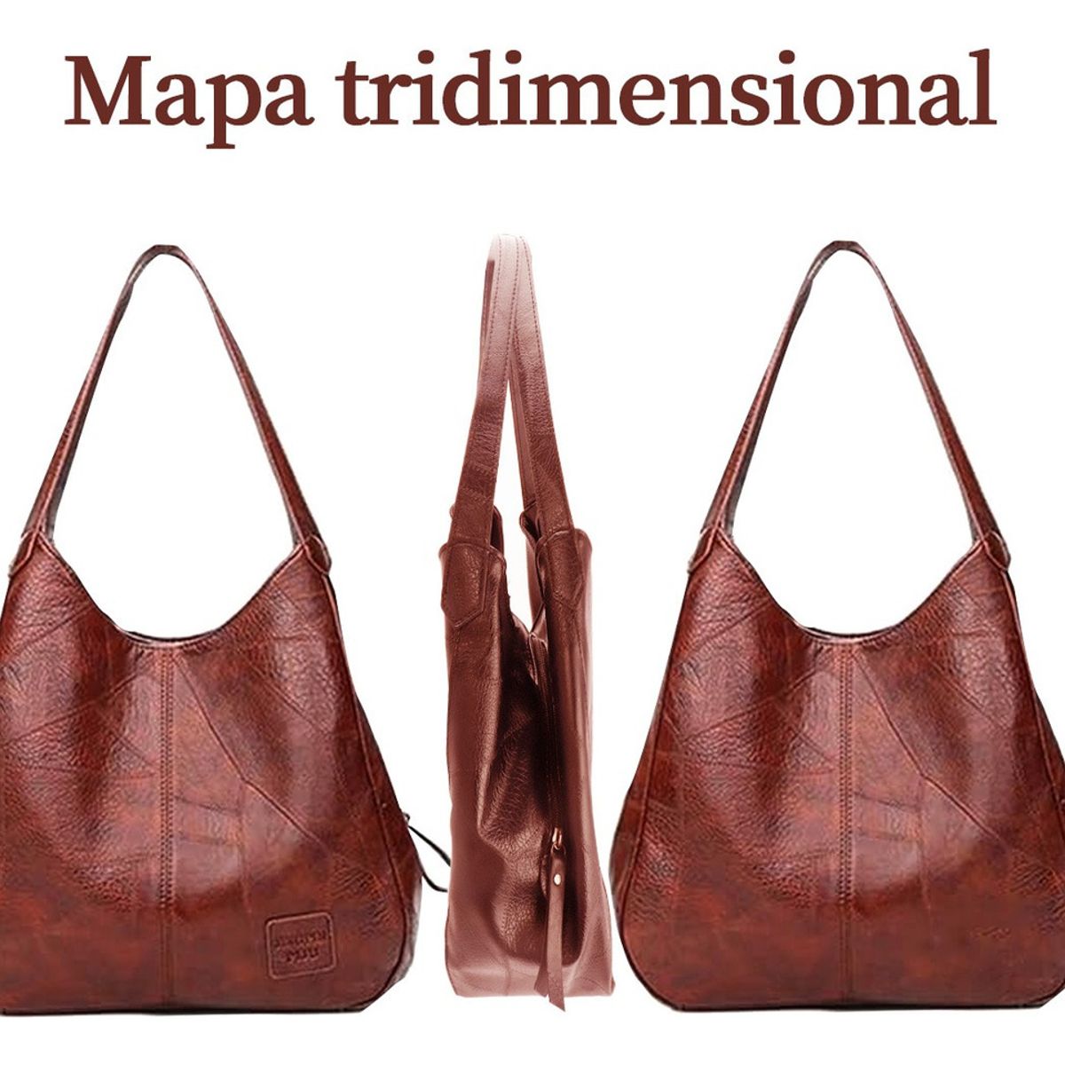 SUPERCENTER - Bolsa Hombro Cuero Suave Gran Capacidad Damas Bolsa Marrón