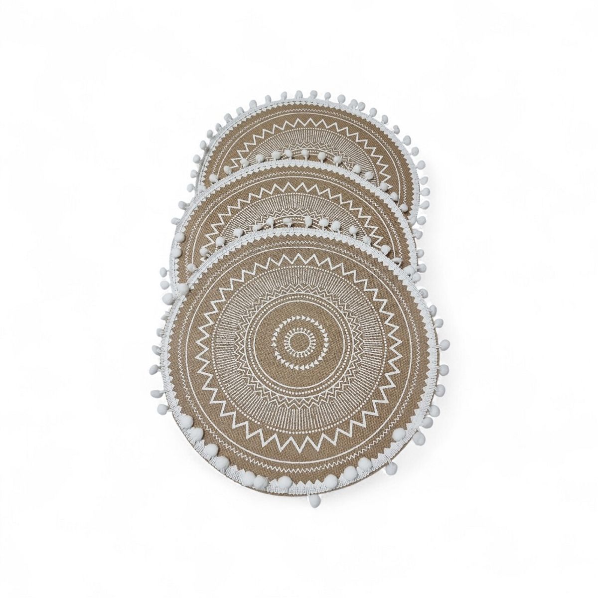 GENERICO - INDIVIDUALES DE MESA CON DECORACIÓN DE POMPONES