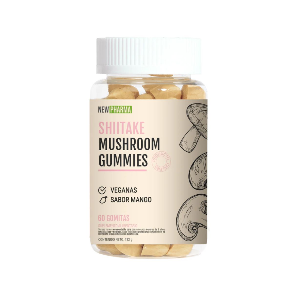 NEWPHARMA - Shiitake Mushroom Gummies 60 Gomitas Newpharma