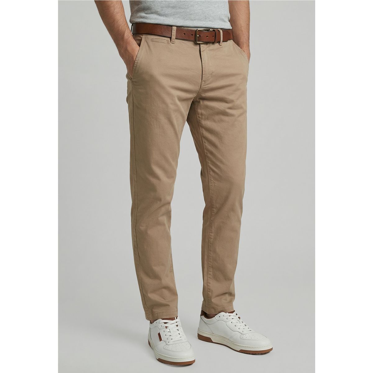 FEROUCH - Pantalón Twill Slim /31 Khaki Ferouch