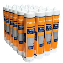 FULLSELLO - Pack x24 Siliconas Pintables Acrilica Blanca Fulltec 300ml