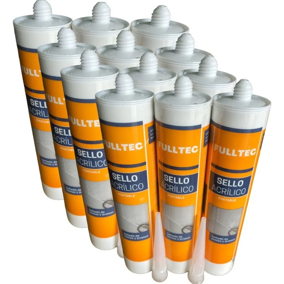 FULLSELLO - Pack x24 Siliconas Pintables Acrilica Blanca Fullsello Fulltec 300ml