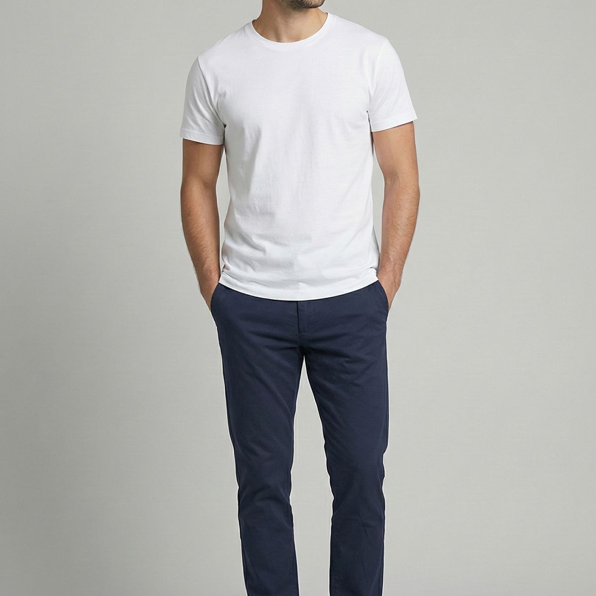 FEROUCH - Pantalón Twill Slim /33 Navy Ferouch